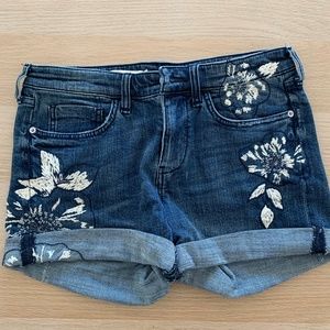 Anthropologie Embroidered Slim Boyfriend Shorts